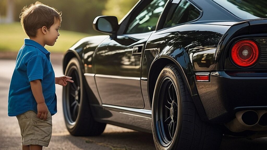 "Užfiksuokite automobilius mylinčio tėvo jaudulį ir aistrą naudodami didelės raiškos vaizdą, kuriame tėvas ir vaikas kartu žavisi elegantišku sportiniu automobiliu. Šiame tikroviškame vaizde parodykite savo ryšį ir bendrą meilę viskam, kas susiję su automobiliais."