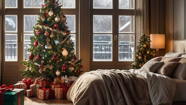 Realistiškas ir kokybiškas žmogaus, besižavinčio gražiai Kalėdine tematika dekoruotu kambariu, atvaizdas, apsuptas įvairiausių unikalių ir apgalvotų dovanų variantų. Žmogus alsuoja džiaugsmu ir jauduliu, parodydamas, kaip svarbu besikeičiant sukurti jaukią ir šventinę atmosferą.