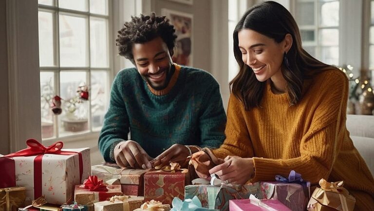 „Užfiksuokite dovanų teikimo džiaugsmą ir kūrybiškumą su šiuo nuostabiu draugų būrio, susirinkusio prie stalo, vaizdu, kuris žavisi unikalių ir meniškų dovanų demonstravimu, simbolizuojančiu tobulas dovanas jūsų meniškam ir vaizduotės draugui“.