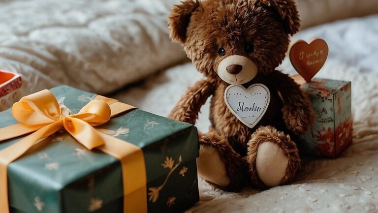Širdį glostantis vaizdas, kai vaikas laiko suasmenintą žaislą su savo vardu ir yra apsuptas įvairių unikalių ir apgalvotų dovanų. Puikiai tinka straipsniui apie ypatingą ir įsimintiną patirtį dovanojant asmenines dovanas vaikams.