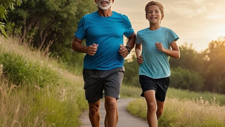 "Nustebinkite savo tėvą sveikatos ir gerovės dovana. Naudokite didelės raiškos vaizdą, kuriame tėvas ir vaikas kartu mėgaujasi bėgiojimu ryte, parodydami ryšį ir įsipareigojimą sveikai gyvensenai. Užfiksuokite šios unikalios dovanos džiaugsmą ir gyvybingumą.