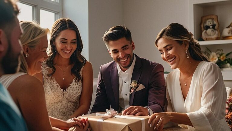 Prie stalo susirinko būrys artimų draugų ir šeimos narių, kurie spindinčiomis šypsenomis ir laimingomis ašaromis jaunavedžių porai įteikė įvairias ypatingas ir prasmingas dovanas.