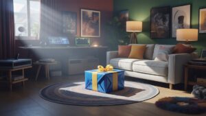 Fotorealistinis platus dinamiškos, kūrybingai stiliaus erdvės kadras, subtiliai užuomina į įvairius paauglių pomėgius: žaidimai, muzika ir menas. Viena, kviečiamai suvyniota dovanų dėžutė yra centrinė, o tai sugauna minkštą prožektorių. Gili natūrali šviesa, sodri spalvų paletė.