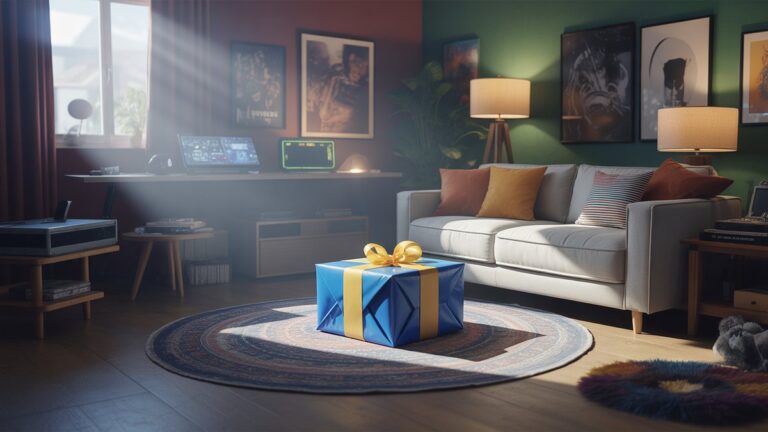 Fotorealistinis platus dinamiškos, kūrybingai stiliaus erdvės kadras, subtiliai užuomina į įvairius paauglių pomėgius: žaidimai, muzika ir menas. Viena, kviečiamai suvyniota dovanų dėžutė yra centrinė, o tai sugauna minkštą prožektorių. Gili natūrali šviesa, sodri spalvų paletė.