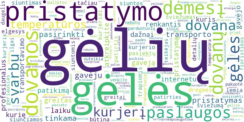 Word cloud for article on Gėlių pristatymas su dovana: ką svarbu žinoti renkantis kurjerį ir užtikrinant šviežumą?
