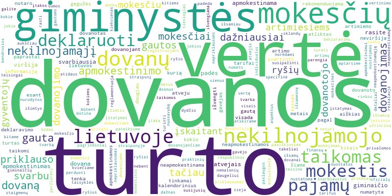 Word cloud for article on Kaip apmokestinamas nekilnojamojo turto dovanojimas Lietuvoje?