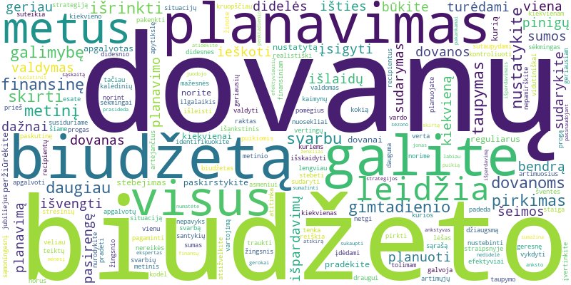 Word cloud for article on Kaip efektyviai planuoti gimtadienio dovanų biudžetą visus metus?