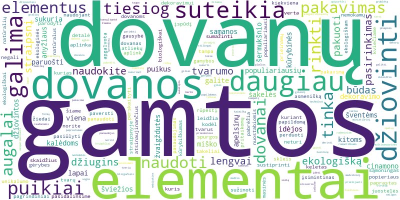 Word cloud for article on Kaip naudoti gamtos elementus dovanų pakavimui?
