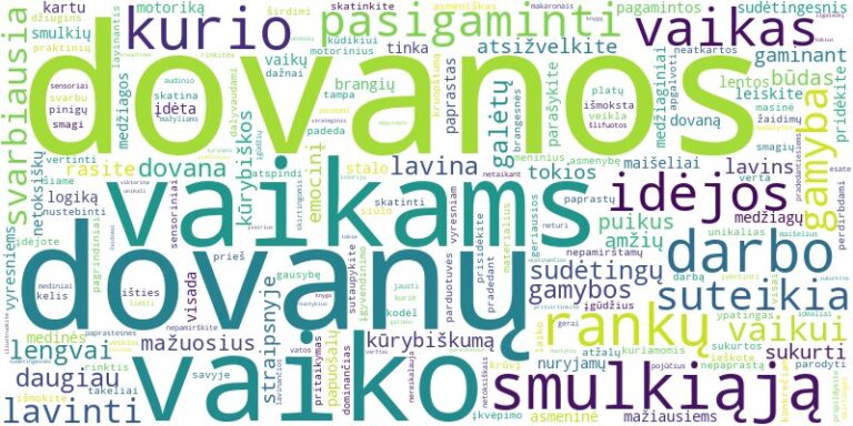 Word cloud for article on Kaip pasigaminti kūrybiškas dovanas vaikams?