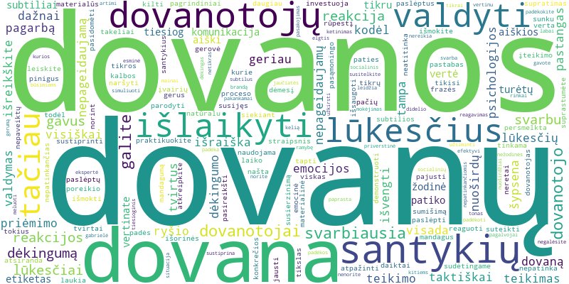Word cloud for article on Kaip valdyti dovanotojų lūkesčius ir savo reakciją į dovanas?