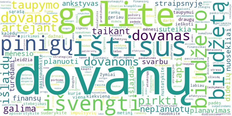 Word cloud for article on Kokios yra geriausios dovanų taupymo strategijos ištisus metus?