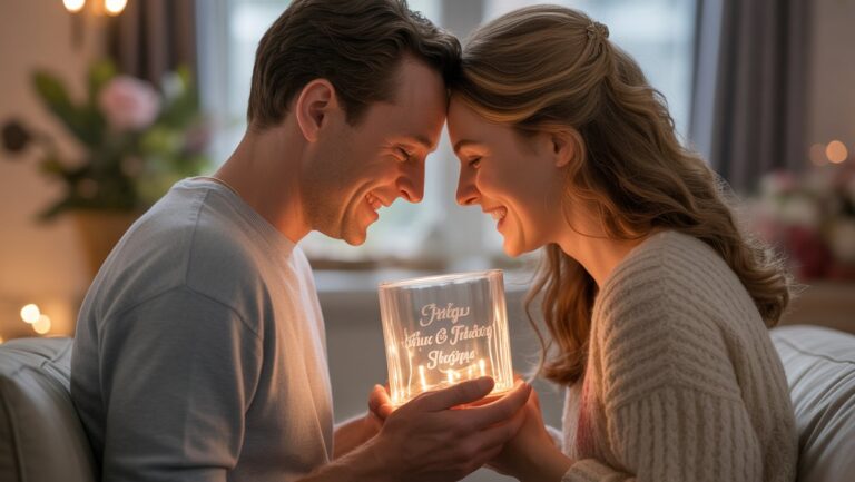 Realus intymus džiaugsmingos poros portretas, švelniai glamonėjantis gražiai suasmenintą dovaną, išsimaudomą minkštoje, šiltoje šviesoje, sukeldamas jų unikalią meilės istoriją.