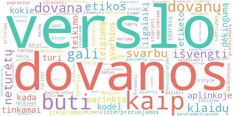 Word cloud illustrating key concepts from the article on Verslo Dovanos: Etiketo ir Profesionalumo Gidas